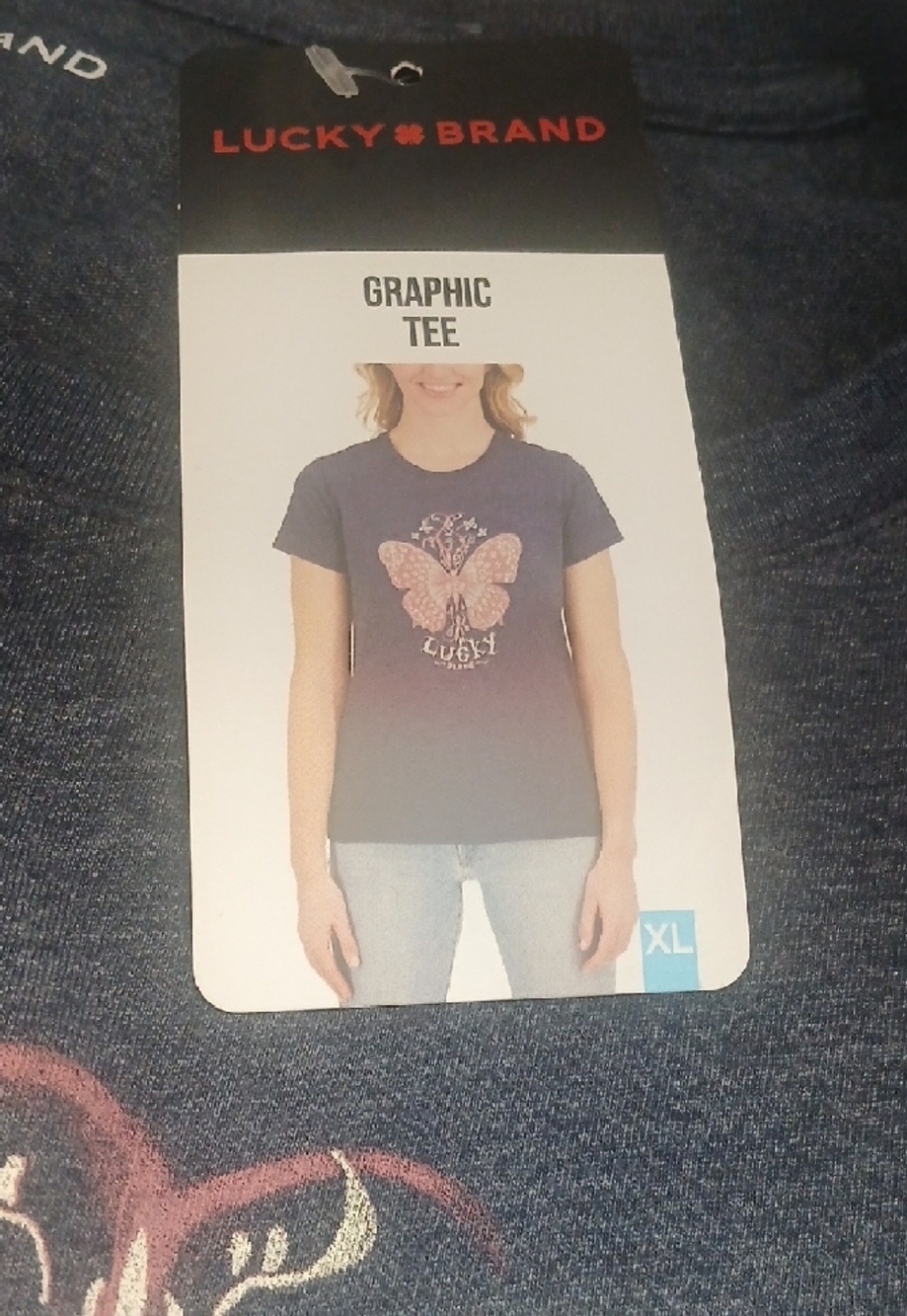 Lucky Brand Navy Butterfly Graphic Tee - Picture 7 of 7